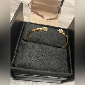 David yurman cablespira 18K Yellow Gold Cable Style Bracelet w/ Diamond Accents